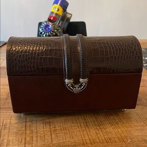 Brighton Vintage Leather Jewelry Box Croc Embossed